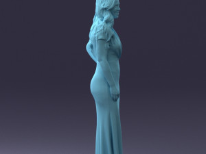 000152 Elegant Woman in Evening Gown 0714 3dp 3D Print Model