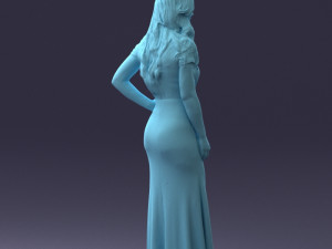 000152 Elegant Woman in Evening Gown 0714 3dp 3D Print Model