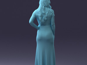 000152 Elegant Woman in Evening Gown 0714 3dp 3D Print Model