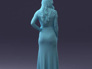 000152 Elegant Woman in Evening Gown 0714 3dp 3D Print Model