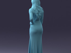 000152 Elegant Woman in Evening Gown 0714 3dp 3D Print Model