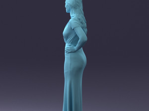 000152 Elegant Woman in Evening Gown 0714 3dp 3D Print Model