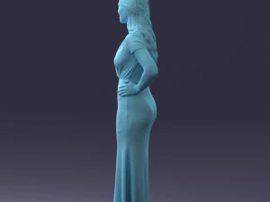 000152 Elegant Woman in Evening Gown 0714 3dp 3D Print Model
