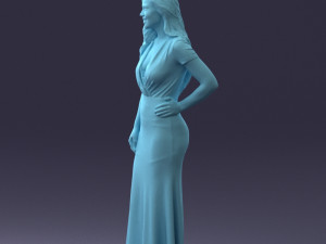 000152 Elegant Woman in Evening Gown 0714 3dp 3D Print Model