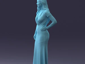 000152 Elegant Woman in Evening Gown 0714 3dp 3D Print Model