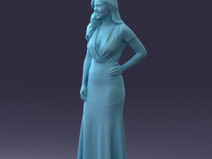 000152 Elegant Woman in Evening Gown 0714 3dp 3D Print Model