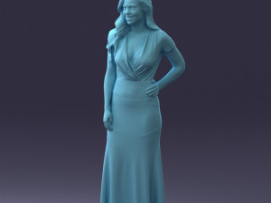 000152 Elegant Woman in Evening Gown 0714 3dp 3D Print Model