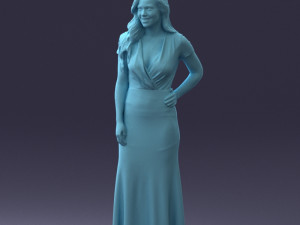 000152 Elegant Woman in Evening Gown 0714 3dp 3D Print Model