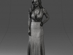 000152 Elegant Woman in Evening Gown 0714 3dp 3D Print Model