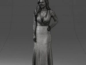 000152 Elegant Woman in Evening Gown 0714 3dp 3D Print Model