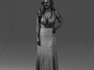 000152 Elegant Woman in Evening Gown 0714 3dp 3D Print Model