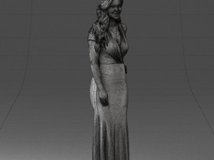 000152 Elegant Woman in Evening Gown 0714 3dp 3D Print Model