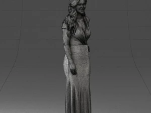 000152 Elegant Woman in Evening Gown 0714 3dp 3D Print Model