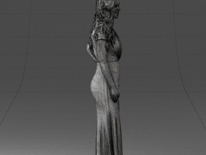000152 Elegant Woman in Evening Gown 0714 3dp 3D Print Model