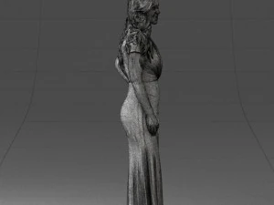 000152 Elegant Woman in Evening Gown 0714 3dp 3D Print Model
