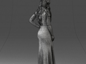 000152 Elegant Woman in Evening Gown 0714 3dp 3D Print Model