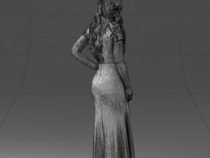 000152 Elegant Woman in Evening Gown 0714 3dp 3D Print Model