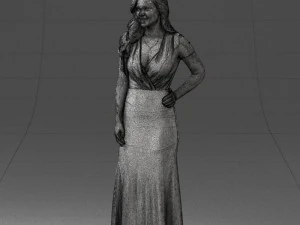 000152 Elegant Woman in Evening Gown 0714 3dp 3D Print Model