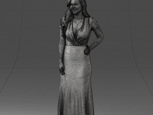 000152 Elegant Woman in Evening Gown 0714 3dp 3D Print Model