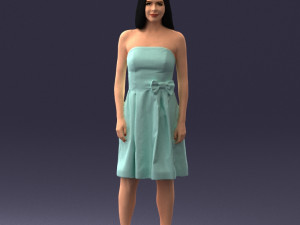 000153 Woman in Strapless Cocktail Dress 0714 3D Model