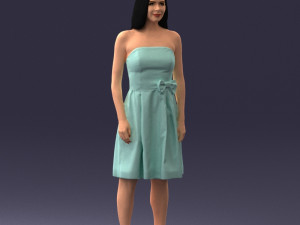 000153 Woman in Strapless Cocktail Dress 0714 3D Model