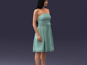 000153 Woman in Strapless Cocktail Dress 0714 3D Model