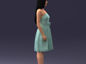 000153 Woman in Strapless Cocktail Dress 0714 3D Model