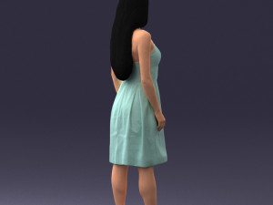 000153 Woman in Strapless Cocktail Dress 0714 3D Model