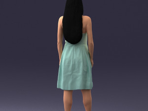 000153 Woman in Strapless Cocktail Dress 0714 3D Model
