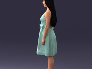 000153 Woman in Strapless Cocktail Dress 0714 3D Model