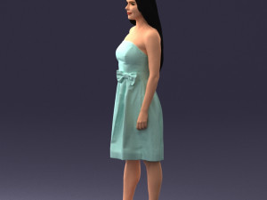 000153 Woman in Strapless Cocktail Dress 0714 3D Model
