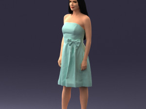 000153 Woman in Strapless Cocktail Dress 0714 3D Model