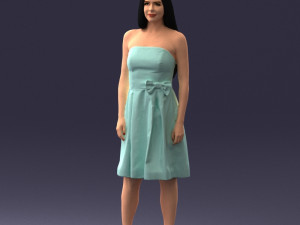 000153 Woman in Strapless Cocktail Dress 0714 3D Model