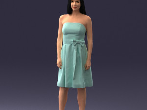 000153 Woman in Strapless Cocktail Dress 0714 3D Model