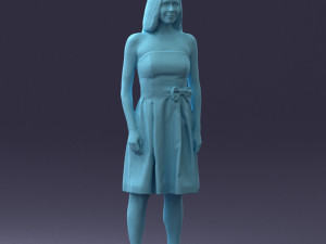 000153 Woman in Strapless Cocktail Dress 0714 3D Model
