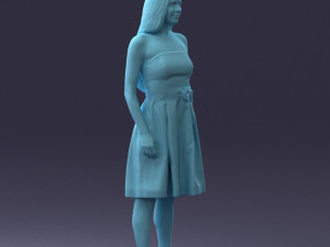 000153 Woman in Strapless Cocktail Dress 0714 3D Model