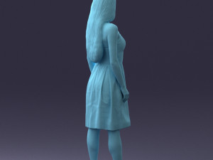 000153 Woman in Strapless Cocktail Dress 0714 3D Model