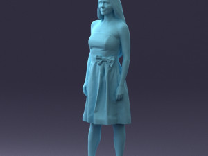 000153 Woman in Strapless Cocktail Dress 0714 3D Model