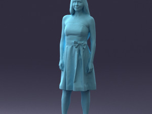 000153 Woman in Strapless Cocktail Dress 0714 3D Model
