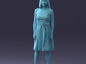 000153 Woman in Strapless Cocktail Dress 0714 3D Model