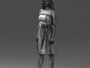 000153 Woman in Strapless Cocktail Dress 0714 3D Model