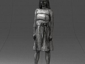 000153 Woman in Strapless Cocktail Dress 0714 3D Model