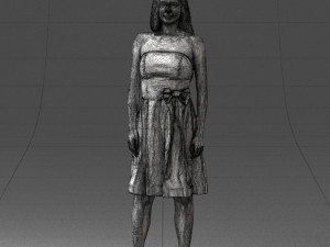 000153 Woman in Strapless Cocktail Dress 0714 3D Model