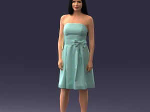 000153 Woman in Strapless Cocktail Dress 0714 3dp 3D Print Model