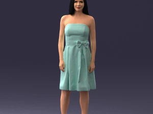 000153 Mulher em vestido de festa sem al&ccedil;as 0714 3dp Modelo de Impressão 3D