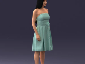 000153 Mulher em vestido de festa sem al&ccedil;as 0714 3dp Modelo de Impressão 3D
