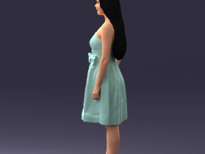 000153 Mulher em vestido de festa sem al&ccedil;as 0714 3dp Modelo de Impressão 3D