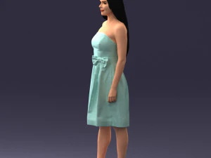 000153 Mulher em vestido de festa sem al&ccedil;as 0714 3dp Modelo de Impressão 3D