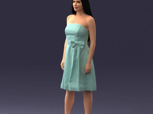 000153 Mulher em vestido de festa sem al&ccedil;as 0714 3dp Modelo de Impressão 3D