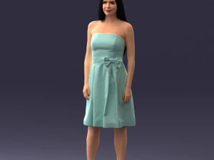 000153 Mulher em vestido de festa sem al&ccedil;as 0714 3dp Modelo de Impressão 3D